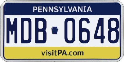 PA license plate MDB0648