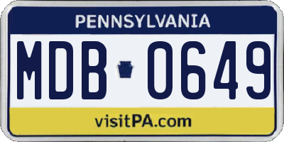 PA license plate MDB0649