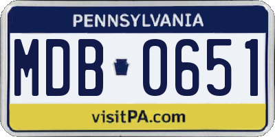 PA license plate MDB0651