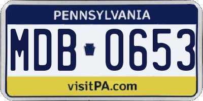 PA license plate MDB0653