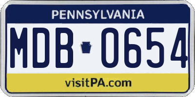 PA license plate MDB0654