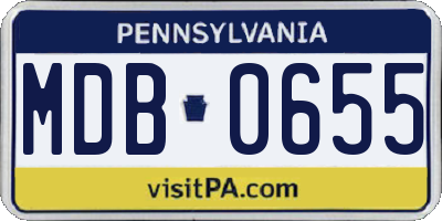 PA license plate MDB0655