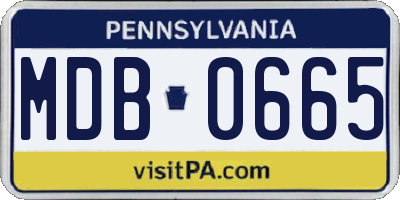 PA license plate MDB0665