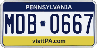 PA license plate MDB0667