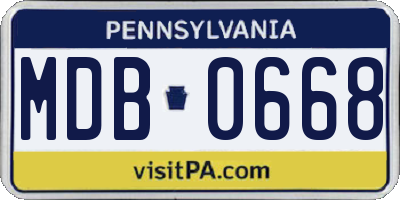 PA license plate MDB0668