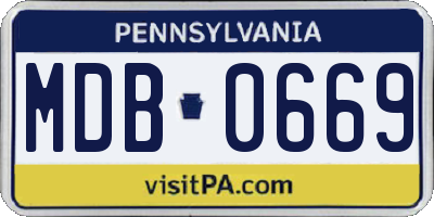 PA license plate MDB0669