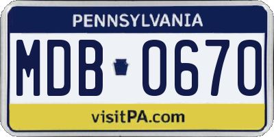 PA license plate MDB0670