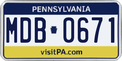 PA license plate MDB0671