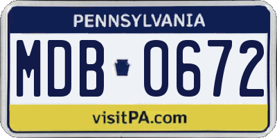 PA license plate MDB0672
