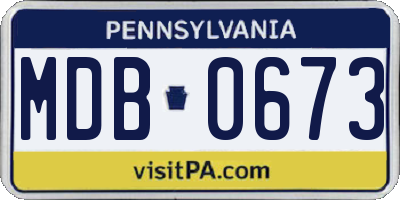 PA license plate MDB0673