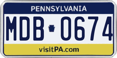 PA license plate MDB0674