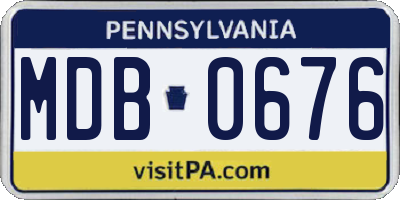 PA license plate MDB0676