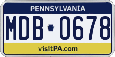 PA license plate MDB0678