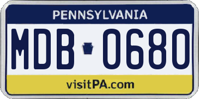 PA license plate MDB0680