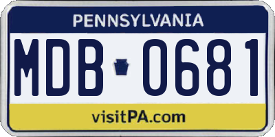 PA license plate MDB0681