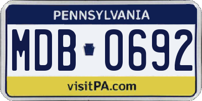 PA license plate MDB0692