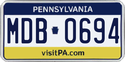 PA license plate MDB0694