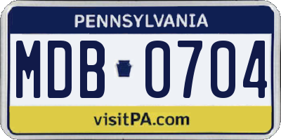 PA license plate MDB0704