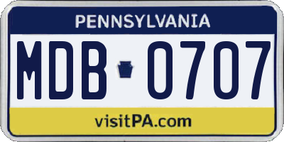 PA license plate MDB0707