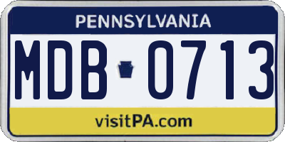 PA license plate MDB0713
