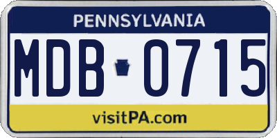 PA license plate MDB0715