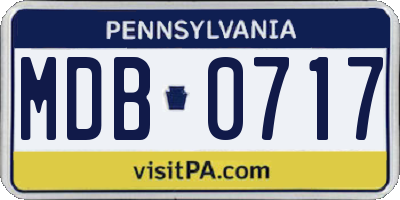 PA license plate MDB0717