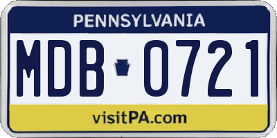 PA license plate MDB0721