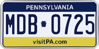 PA license plate MDB0725