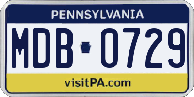 PA license plate MDB0729