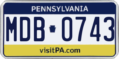 PA license plate MDB0743