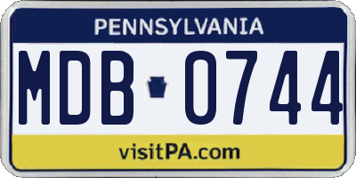 PA license plate MDB0744