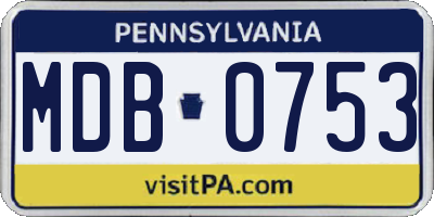 PA license plate MDB0753