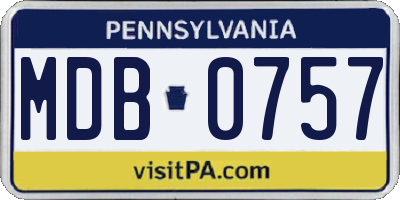 PA license plate MDB0757