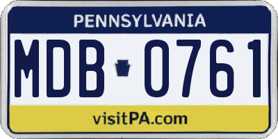 PA license plate MDB0761