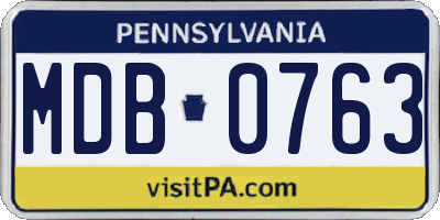 PA license plate MDB0763