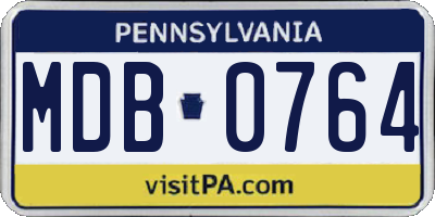 PA license plate MDB0764