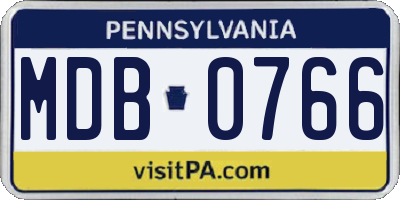 PA license plate MDB0766