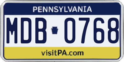 PA license plate MDB0768
