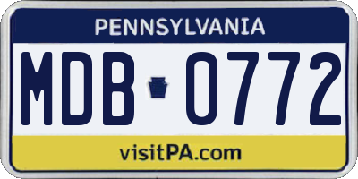 PA license plate MDB0772