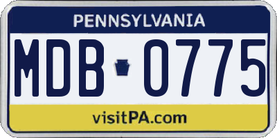 PA license plate MDB0775