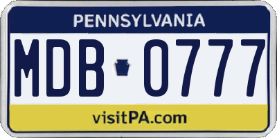 PA license plate MDB0777