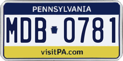 PA license plate MDB0781