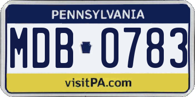 PA license plate MDB0783
