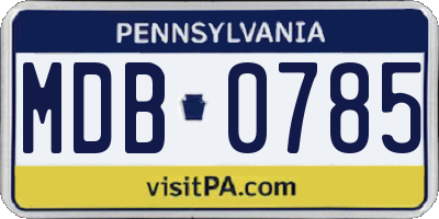 PA license plate MDB0785