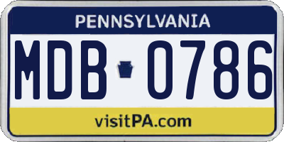 PA license plate MDB0786