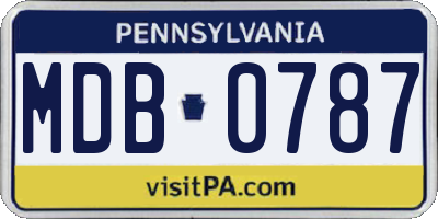 PA license plate MDB0787