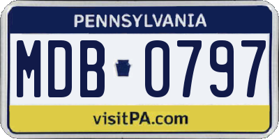 PA license plate MDB0797