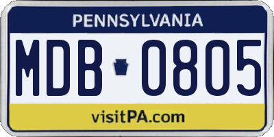 PA license plate MDB0805