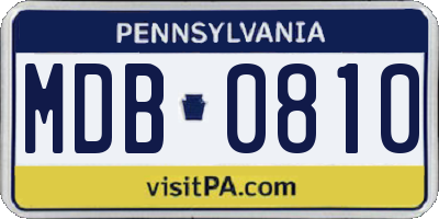 PA license plate MDB0810