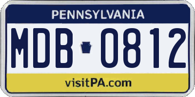 PA license plate MDB0812
